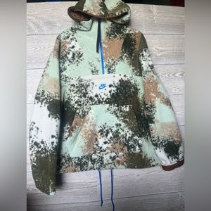 $130 Faux Fur Oversized Sherpa 1/2 Zip Camouflage Pullover M-XL